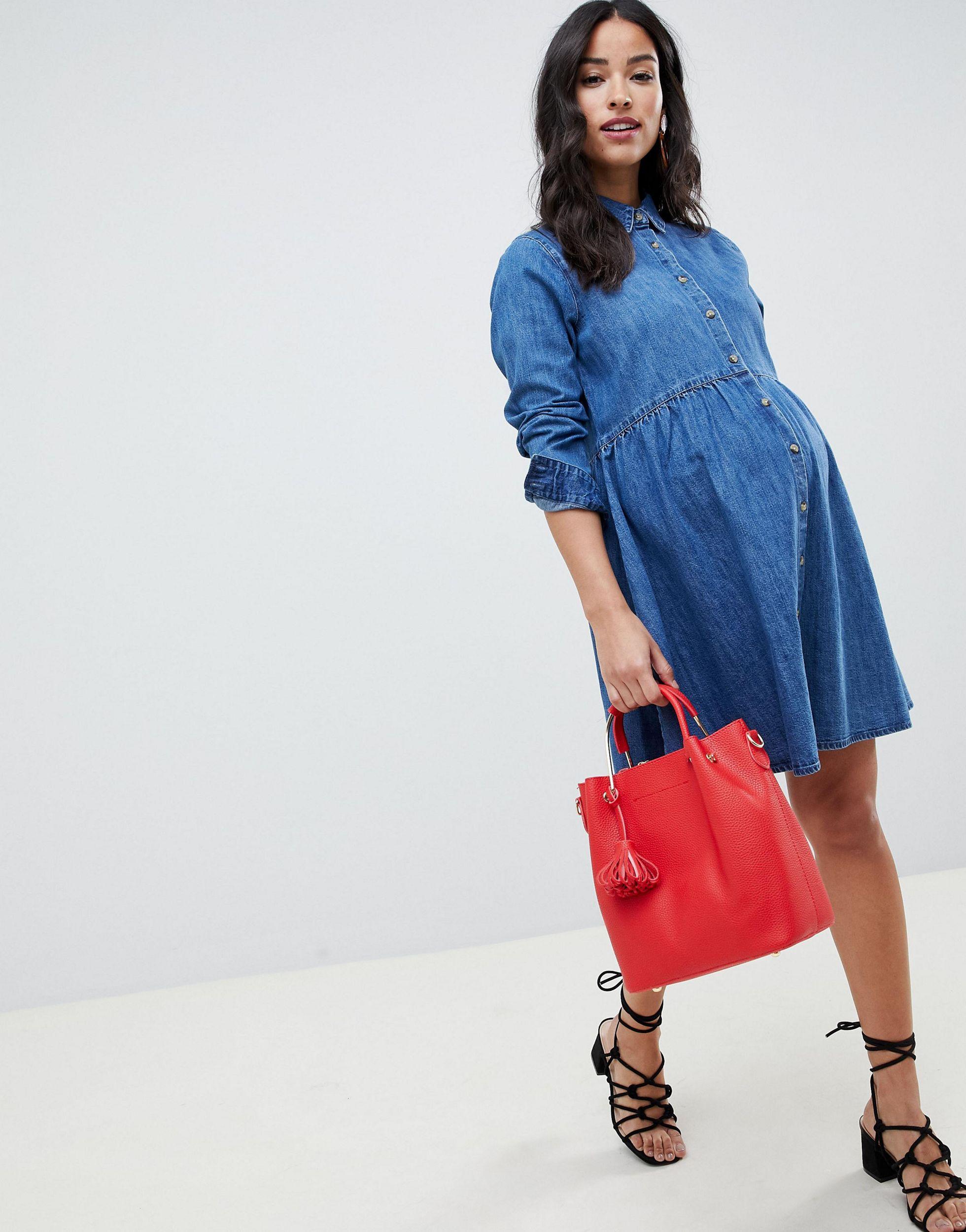 denim smock shirt dress