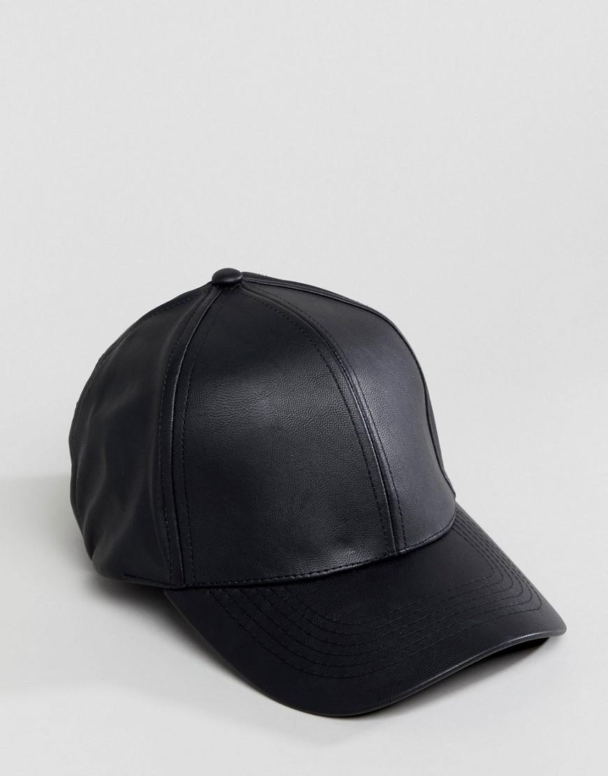 leather look baseball cap