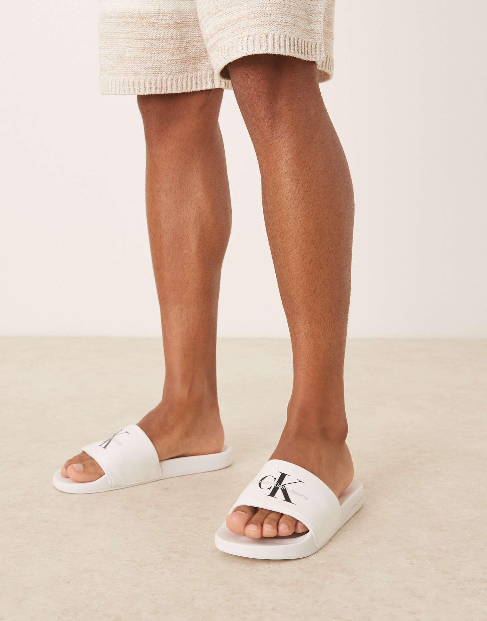 Flip Flops Ck White Sliders Calvin Klein Sandals And Slides For