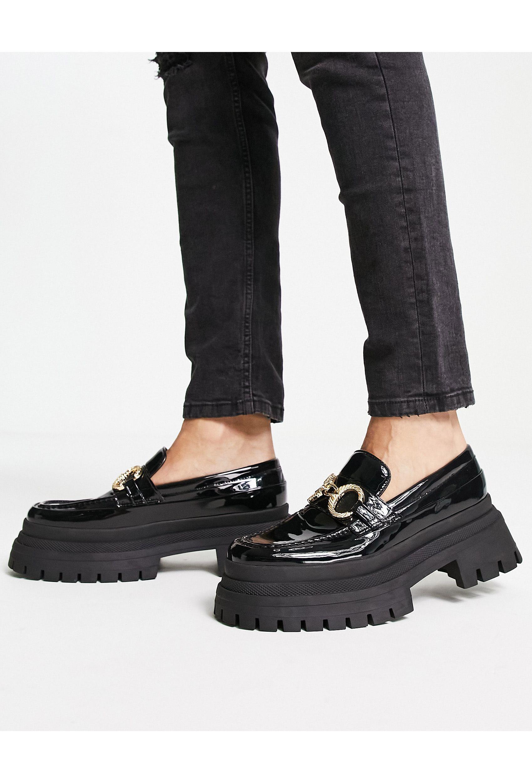 ASOS Chunky Loafers With Snaffle Detail in Black for Men | Lyst