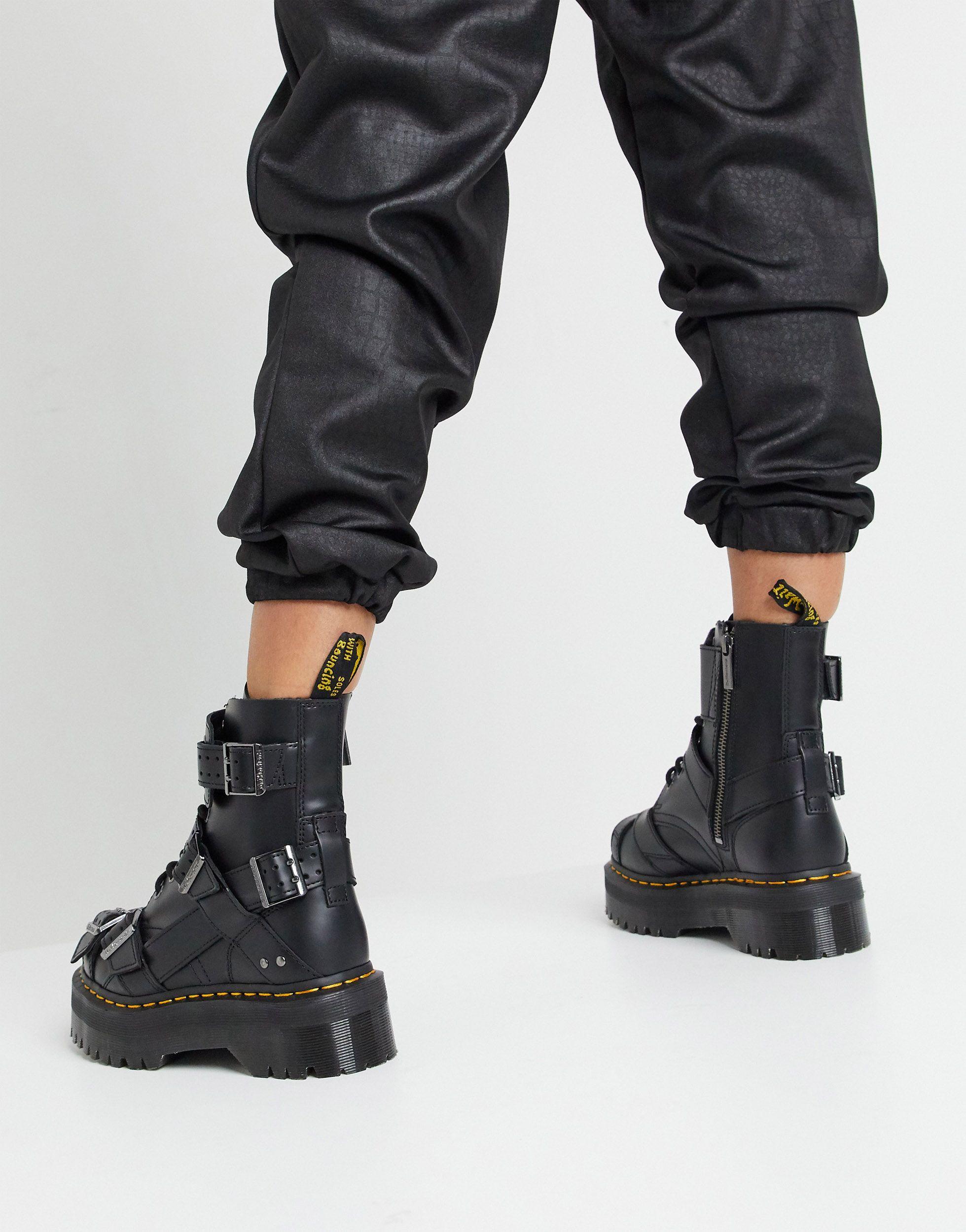 Dr. Martens Jadon Strap Buckle Chunky Flatform Boots in Black | Lyst