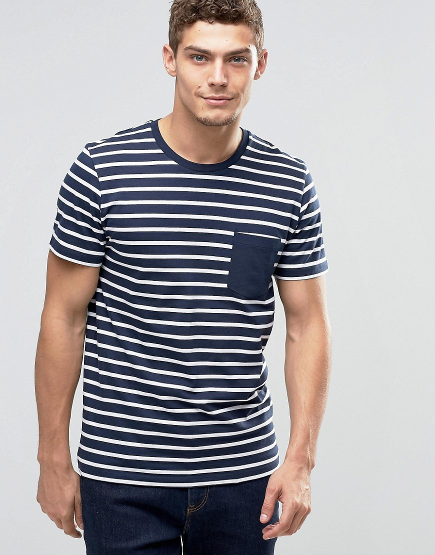 Jack & Jones Core Striped T-shirt With Contrast Pocket in Blue for Men |  Lyst