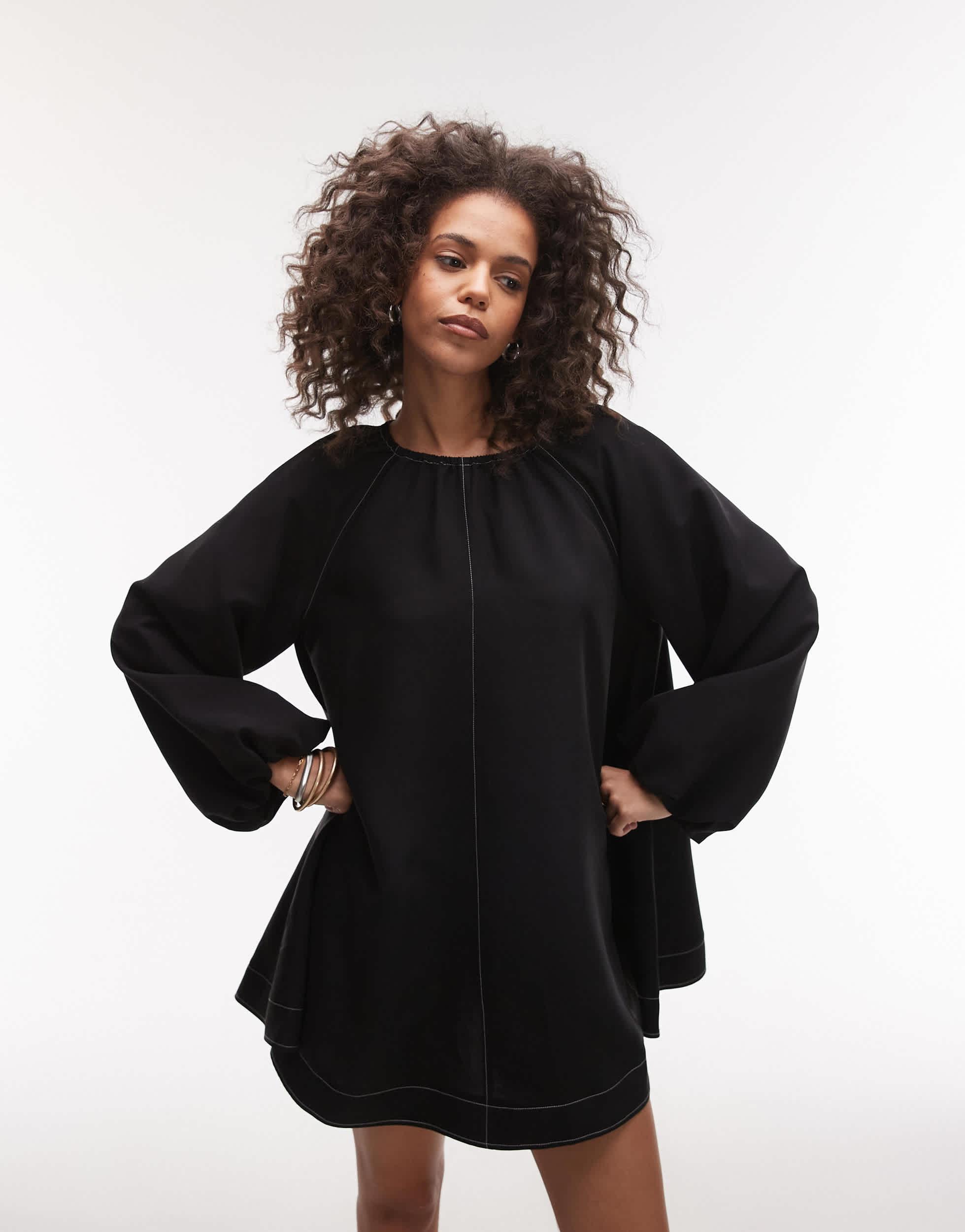 topshop black mini dress TOPSHOP Clean Trapeze Mini Dress in Black
