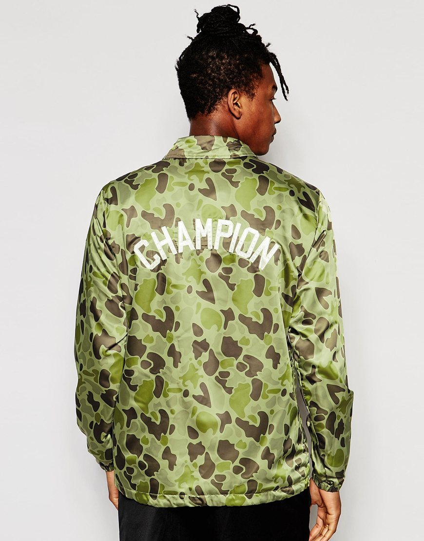 Coach Jacket With Camo Print in Green 