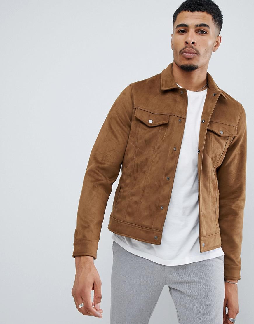New Look Faux Suede Western Jacket In Tan in Brown for Men | Lyst