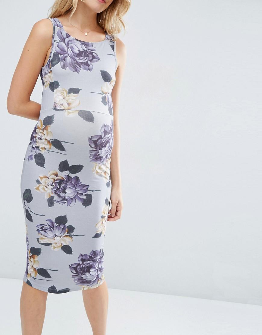 Asos Petite Midi Pinafore Bodycon Dress In Floral Print in ...