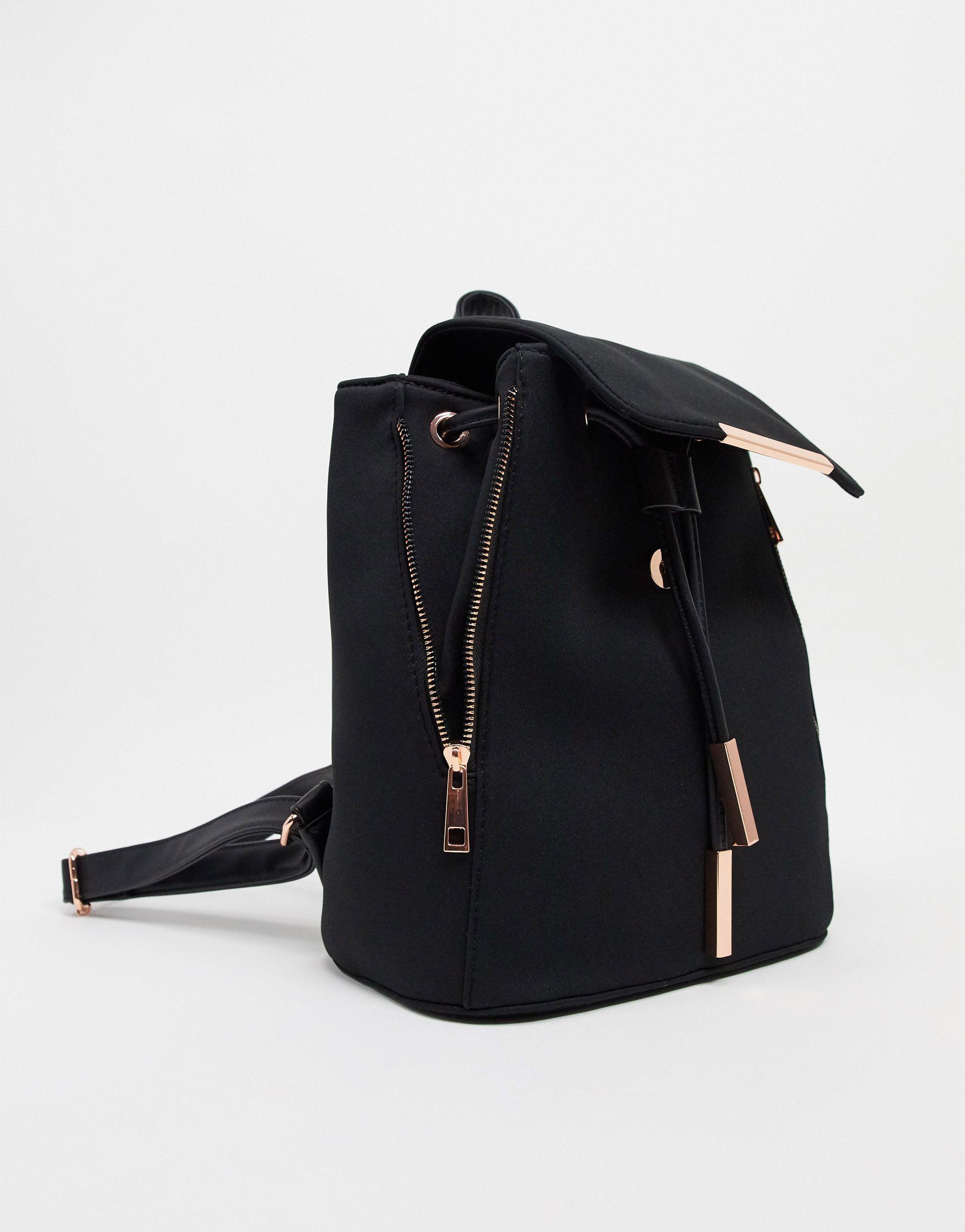 ASOS Scuba Backpack With Rose Gold Hardware in Black