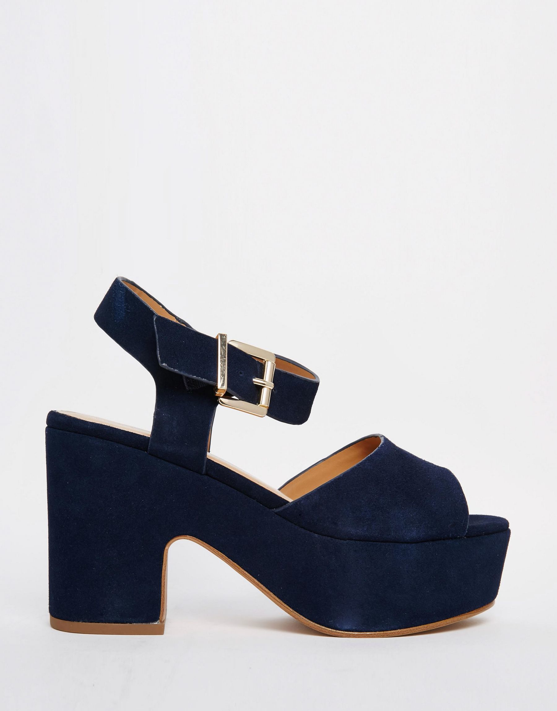 ALDO Suede Nathalia Navy Platform Heeled Sandals in Blue | Lyst