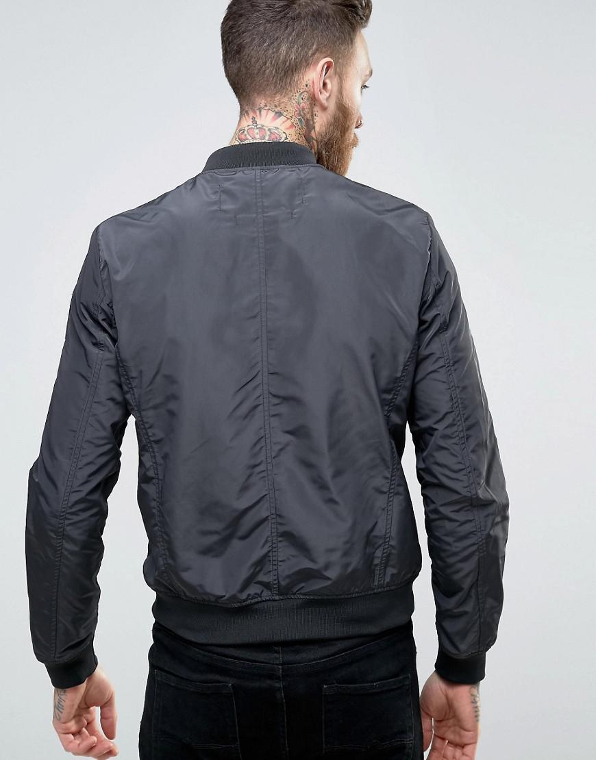 Replay Synthetic Lightweight Bomber Jacket in Black for Men - Lyst
