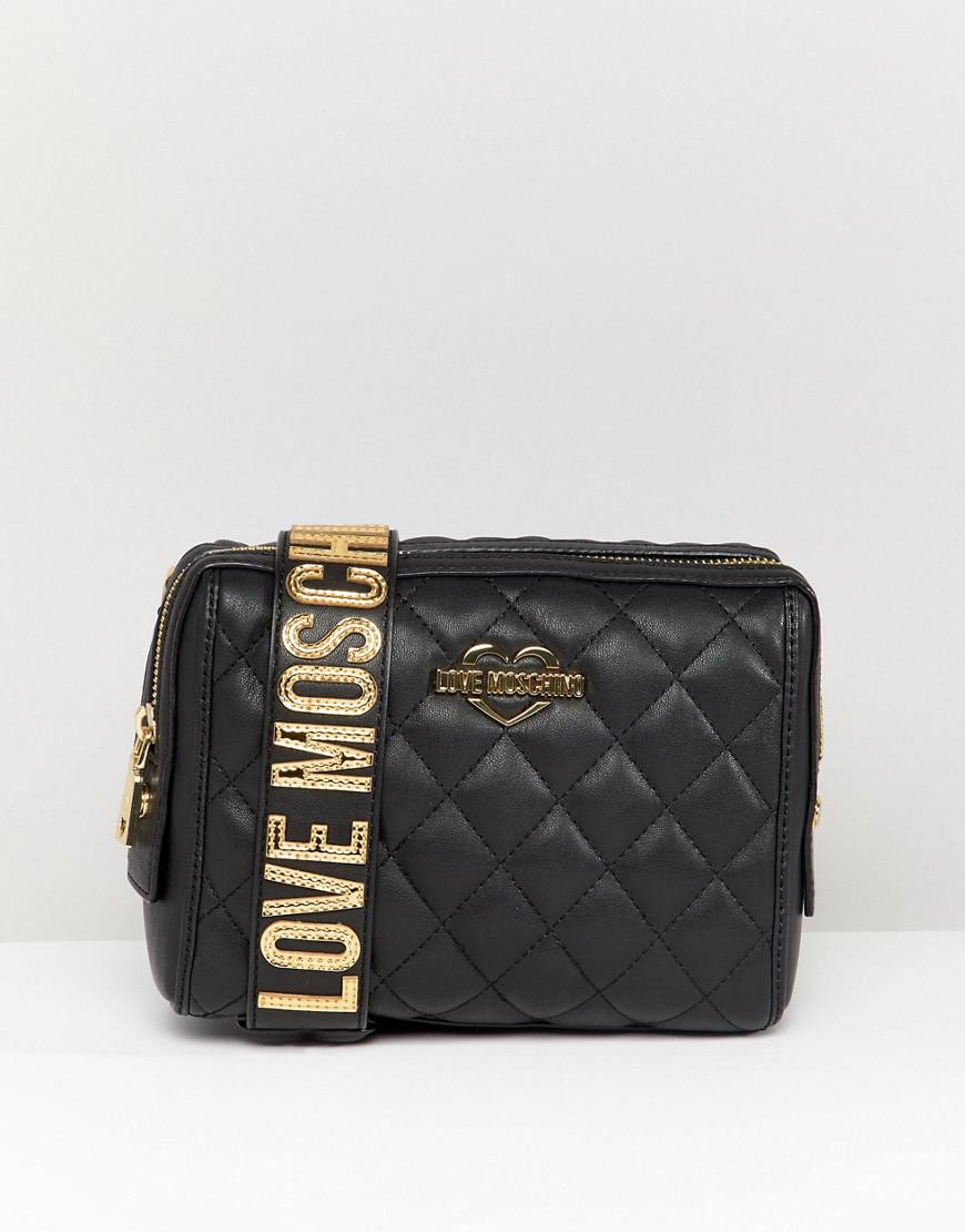 Love Moschino Quilted Shoulder Bag With Chunky Strap in Black - Lyst