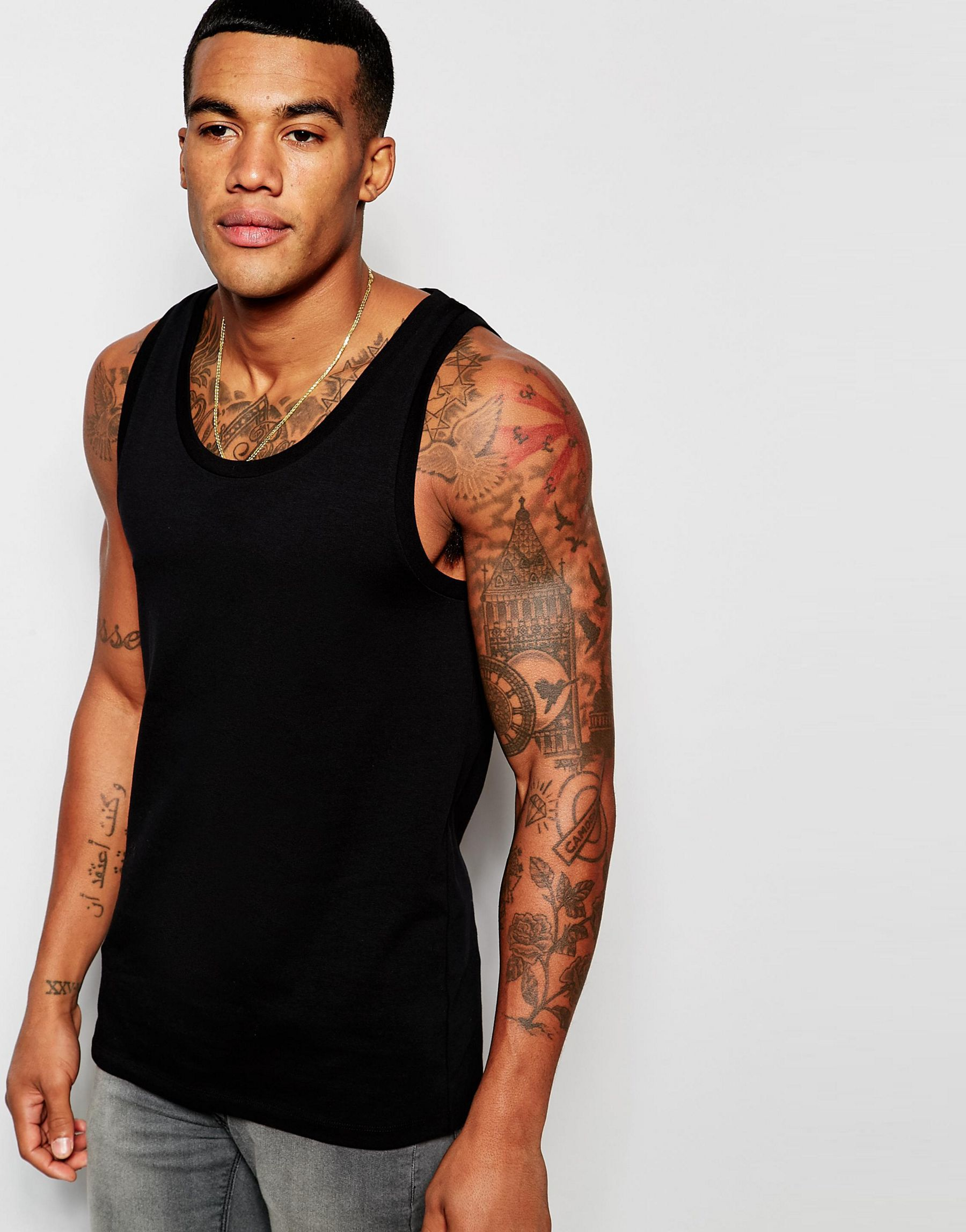 asos vest in black in black for lyst asos vest in black in black for lyst