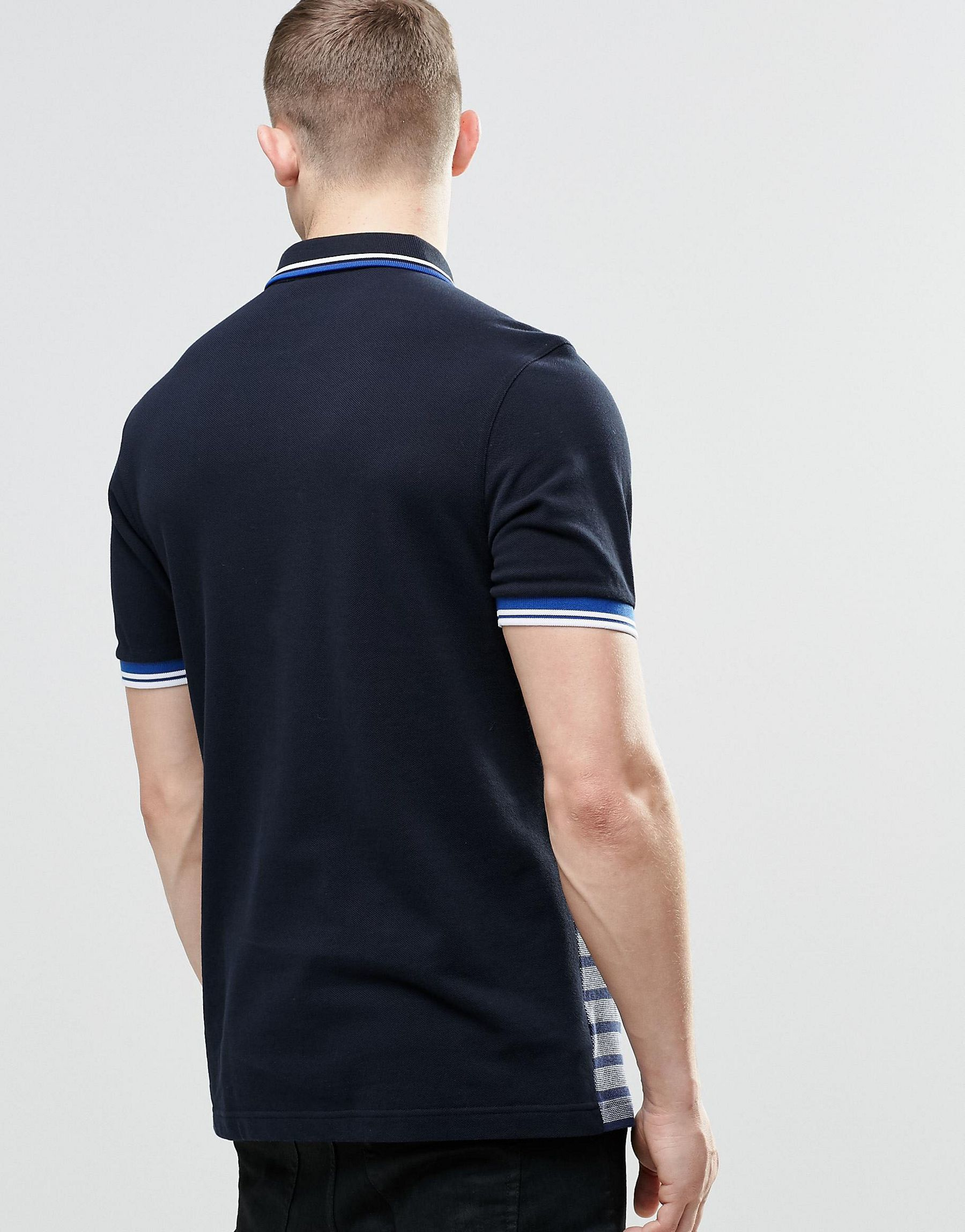 Lyst Fred  Perry  Polo  Shirt  With Half Stripe Slim Fit in 