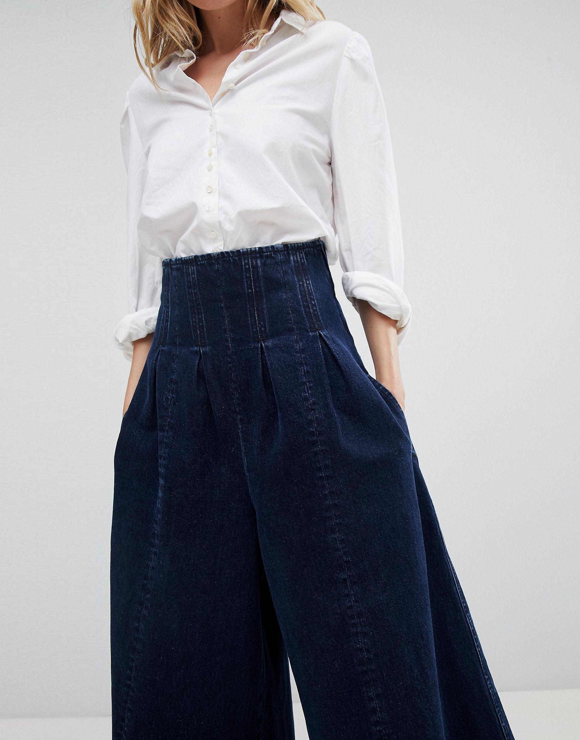ASOS Denim Wide Leg Jeans With Corset 