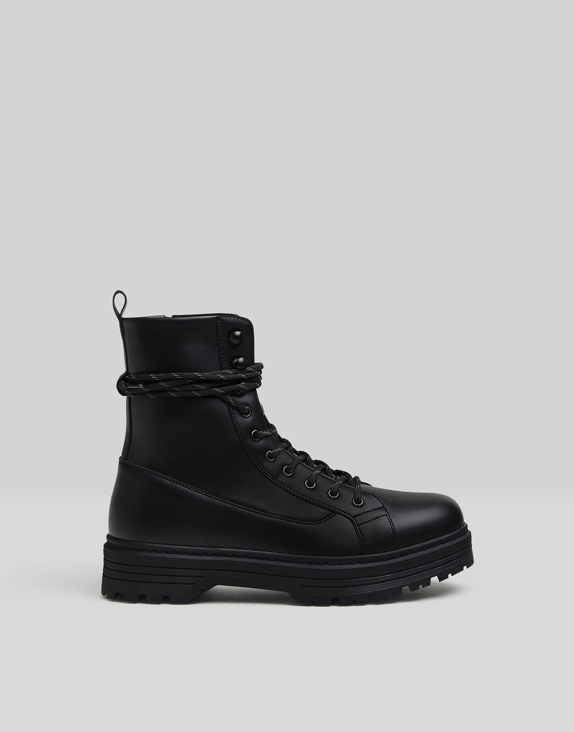 Bershka Lace Up Boots in Black for Men | Lyst
