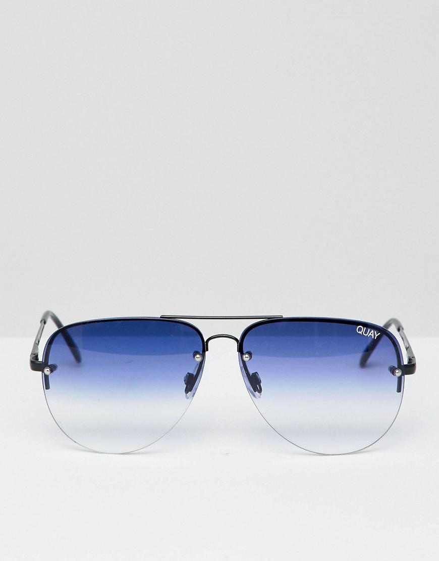 Quay Muse Fade Aviator Sunglasses In Ombre Tinted Lens in Black | Lyst