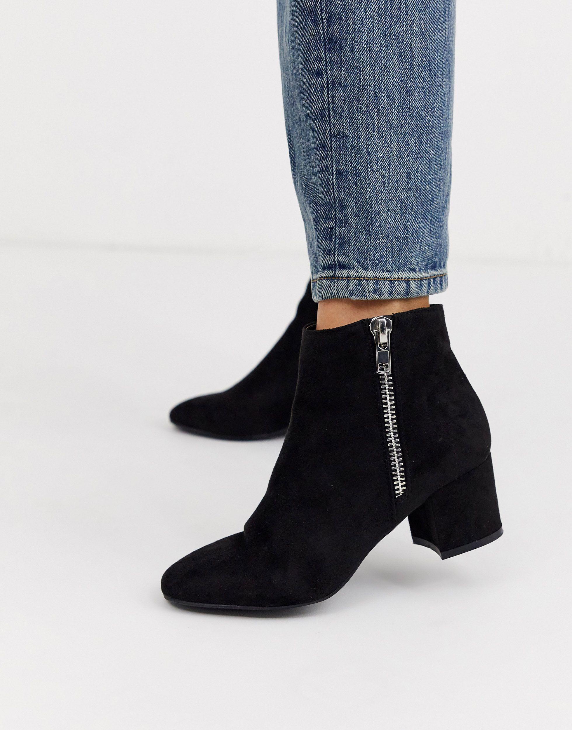 Botines negros con cremallera lateral en antelina Pimkie de Denim de color  Negro | Lyst