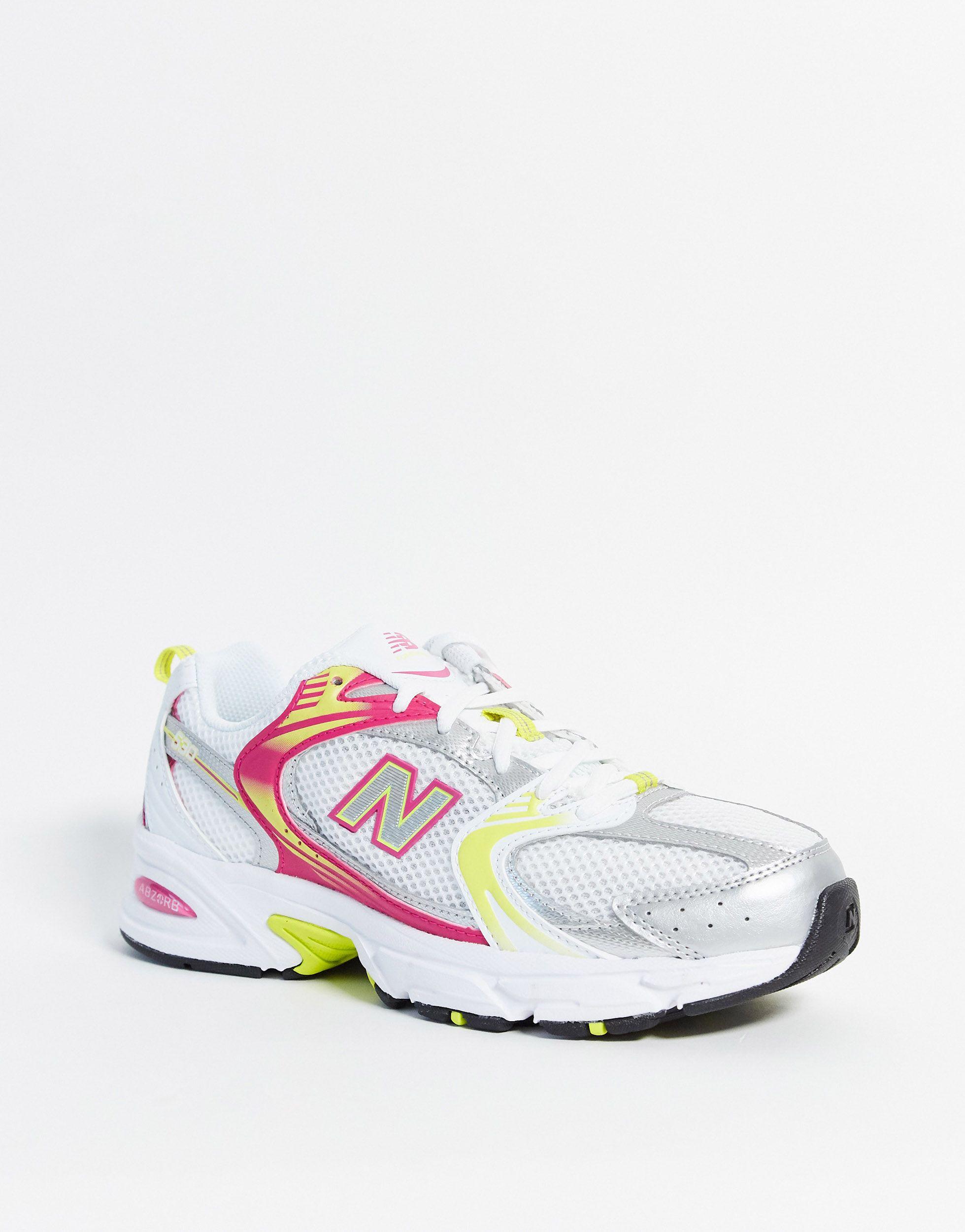 New Balance Synthetic 530 Womens White / Pink / Yellow Trainers | Lyst