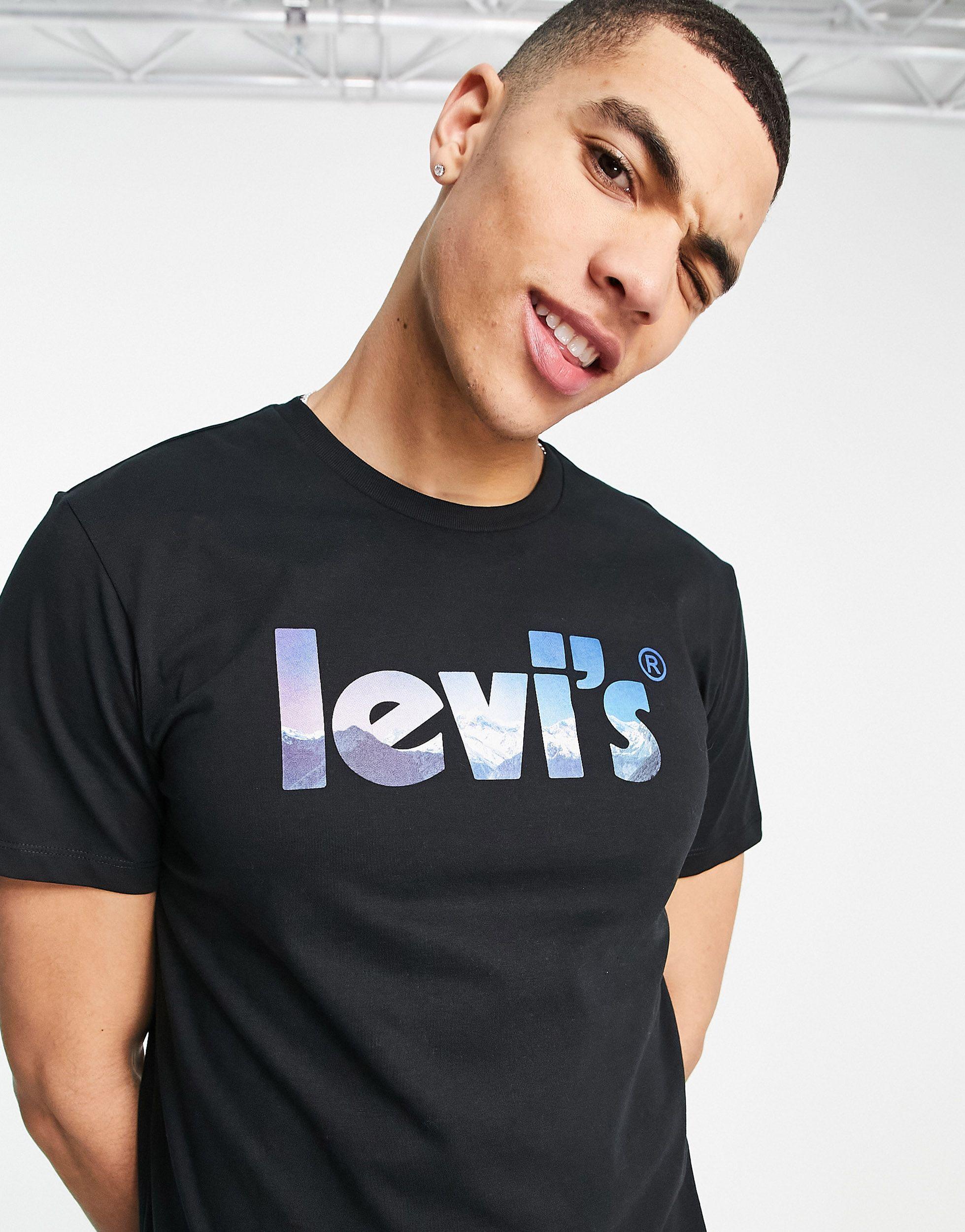 T-shirt With Poster Logo Mountain Print 