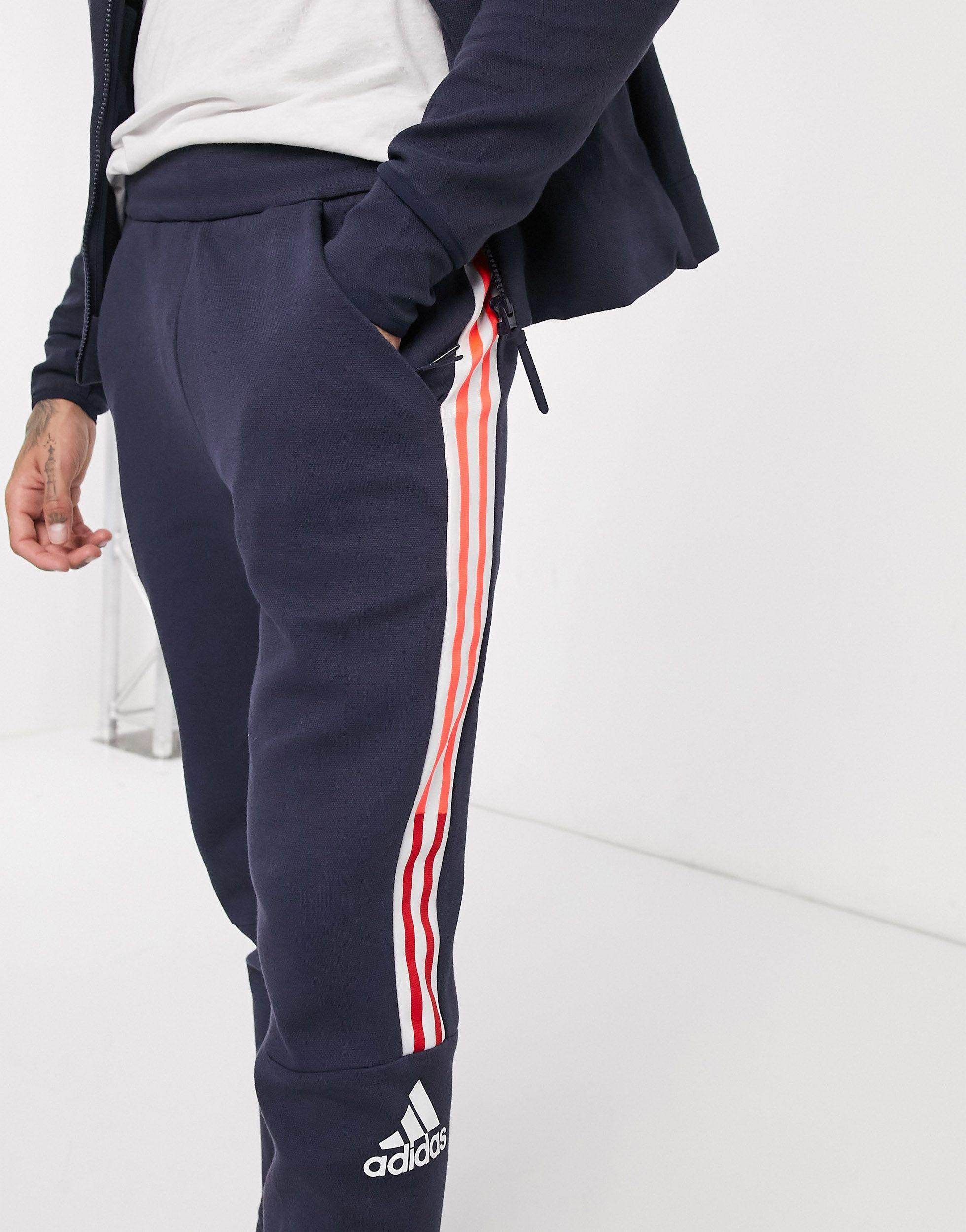 adidas Originals Cotton Adidas Zne 3 Stripe joggers in Navy (Blue) for Men  | Lyst