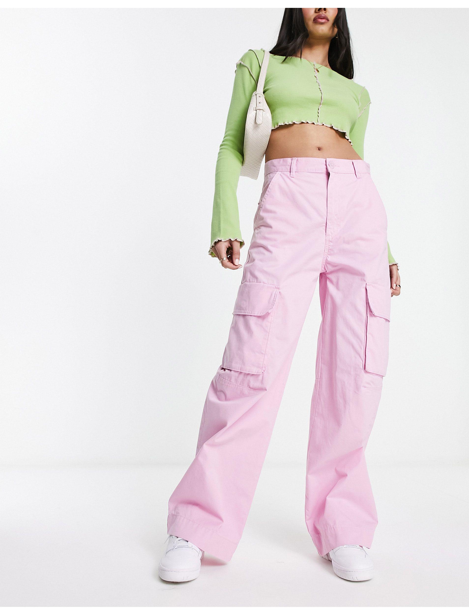 Monki Cargo Trousers in Pink | Lyst