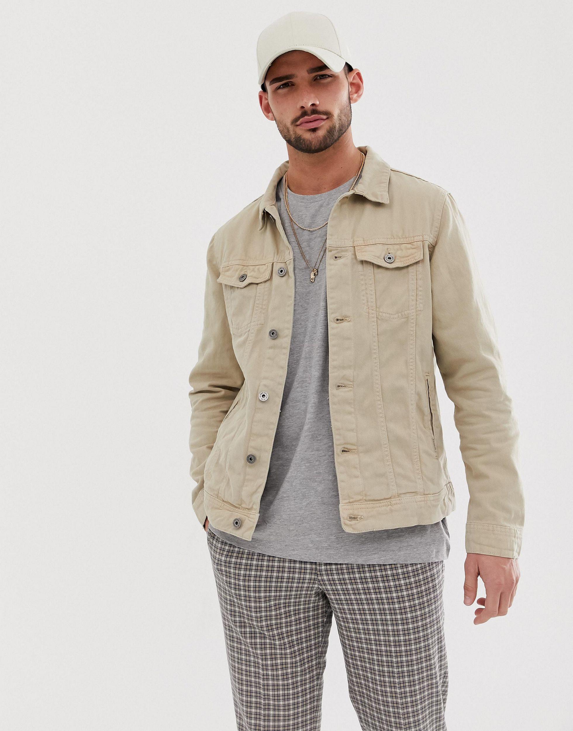 Pull&Bear Denim Jacket in Natural for Men | Lyst