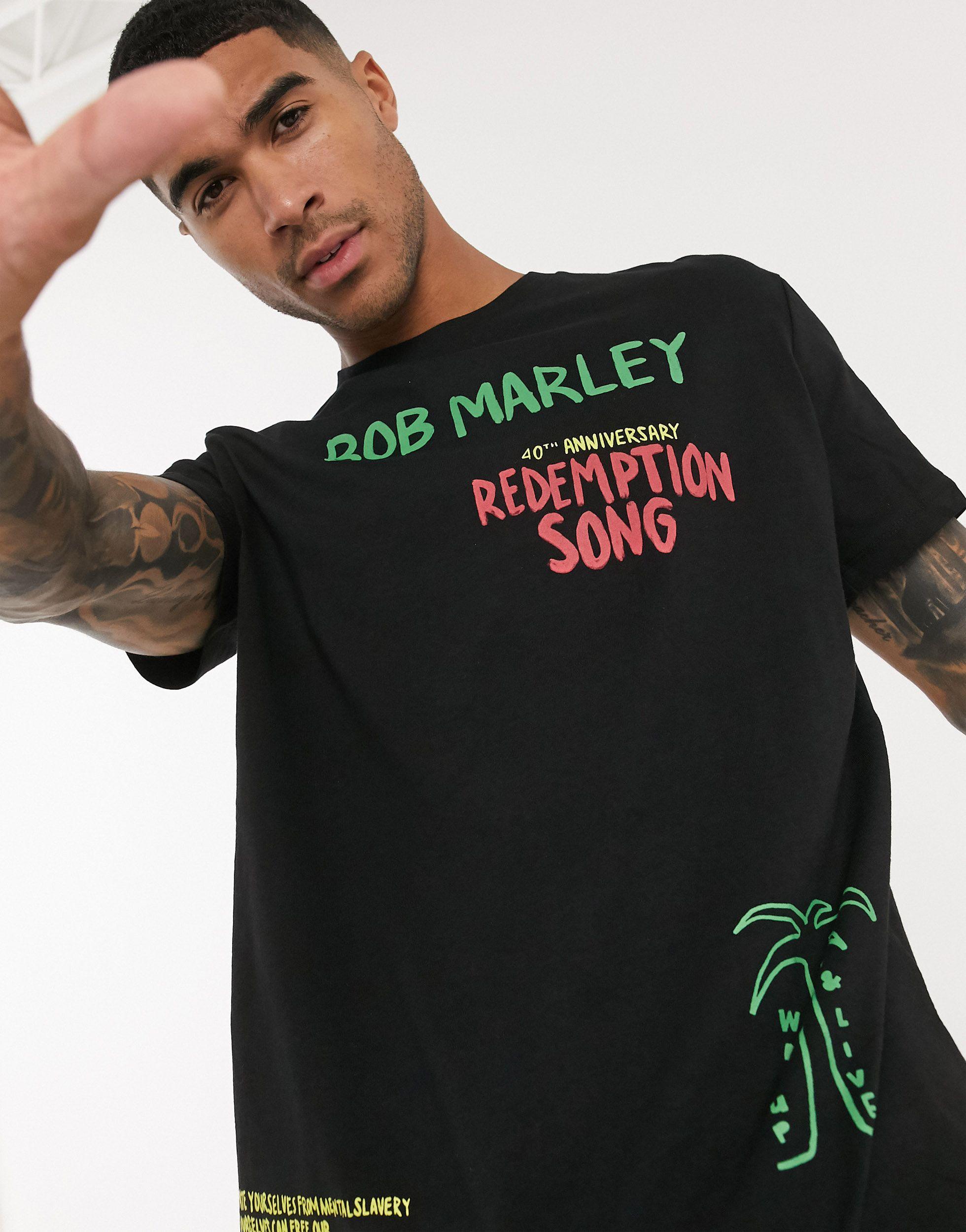 Pull&Bear Bob Marley T-shirt in Black for Men | Lyst