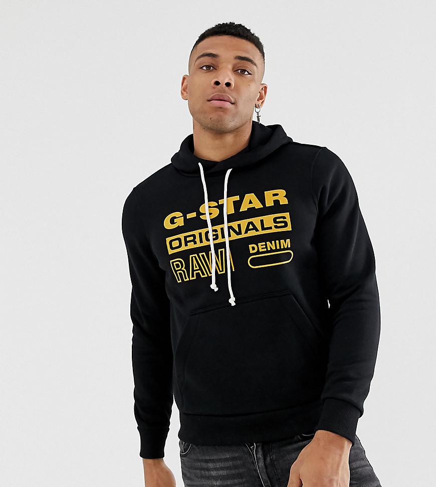 G-Star RAW Denim Originals Logo Hooded Sweat In Black for Men - Lyst