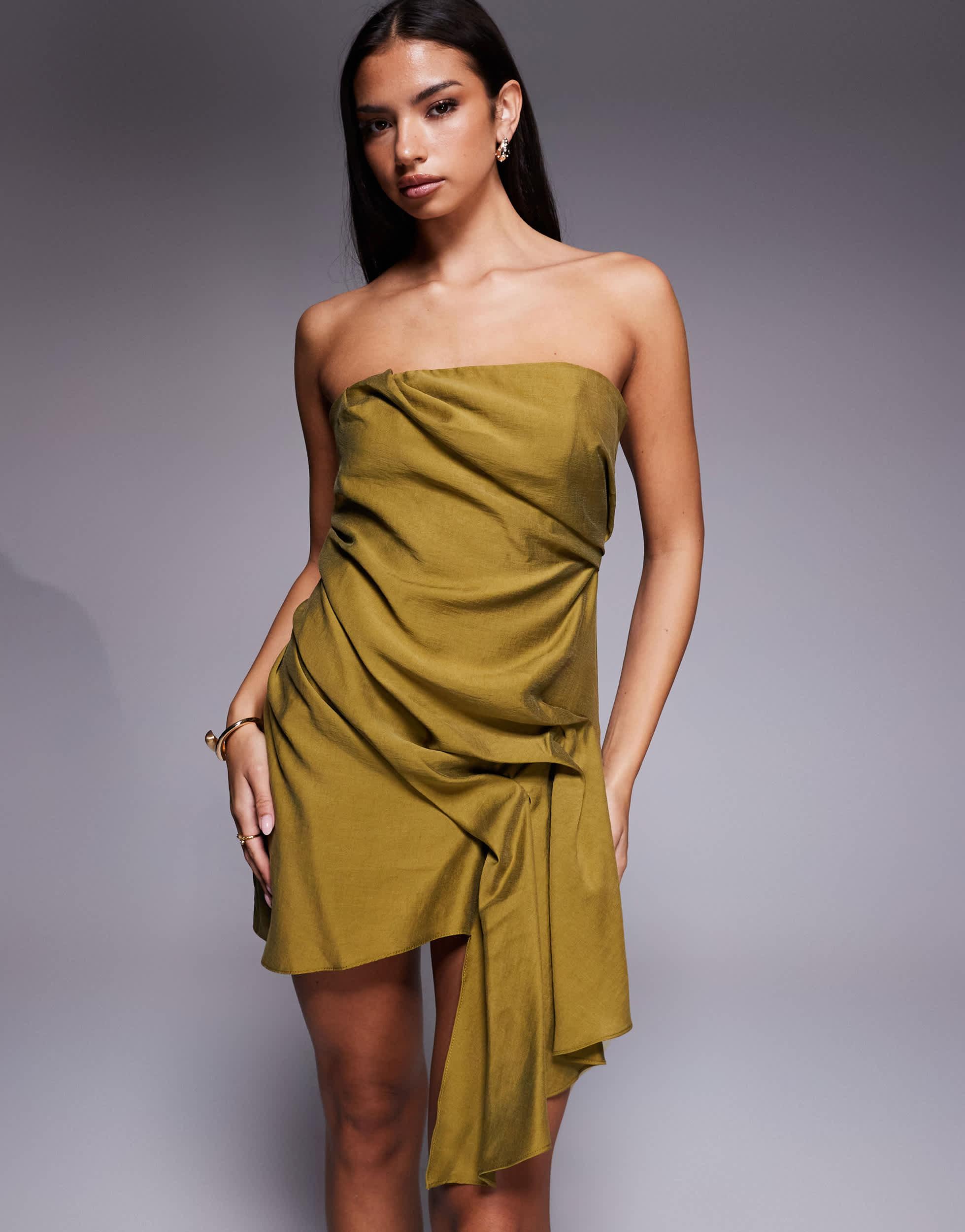 green bandeau mini dress Siobhan Strapless Mini Dress Forest Green main image 1