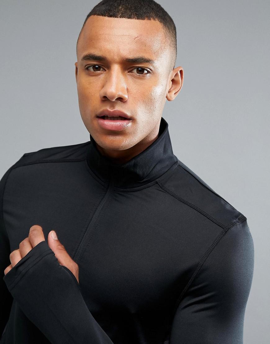 Lyst - Threadbare Active Zip Neck Gym Top in Black for Men
