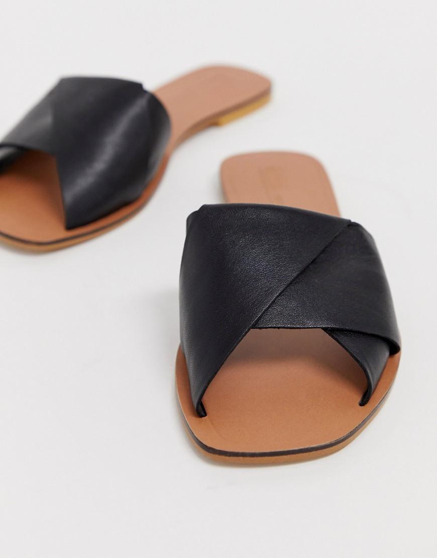 asos design favoured leather flat sandals