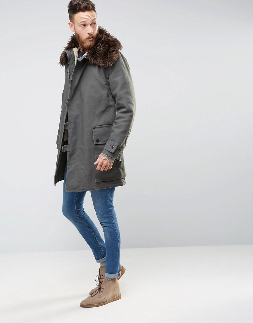 Nudie Jeans Cotton Nudie Connor Parka With Faux Fur Collar in 