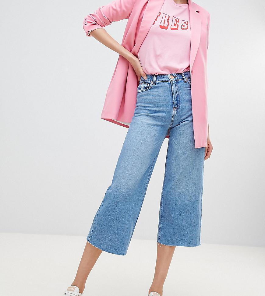 Stradivarius Denim Plain Culotte in Blue - Lyst