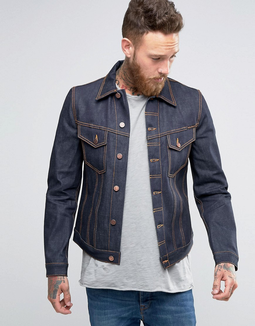 Nudie Jeans Nudie Billy Dry Denim Jacket in Navy (Blue) for Men - Lyst