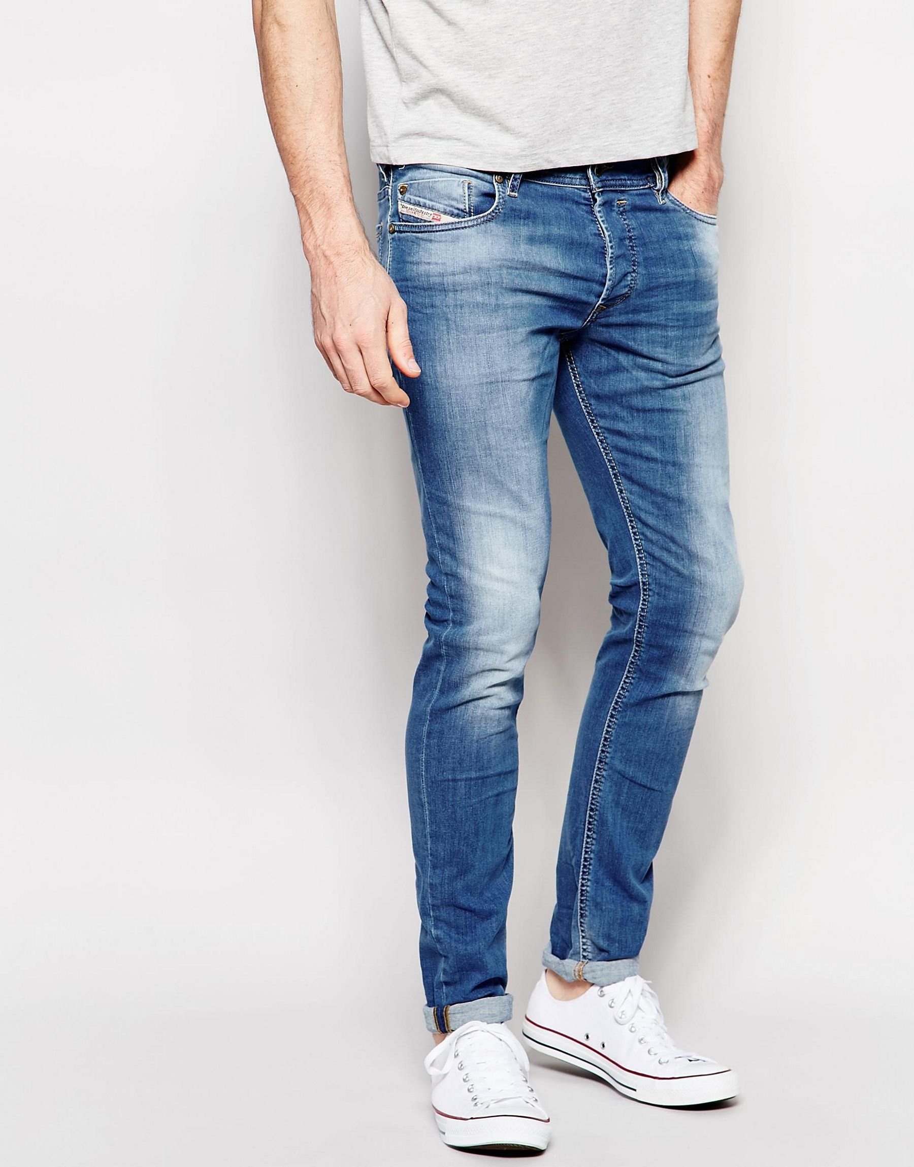 DIESEL Denim Jeans Sleenker 607k Skinny Fit Stretch Light Distressed ...