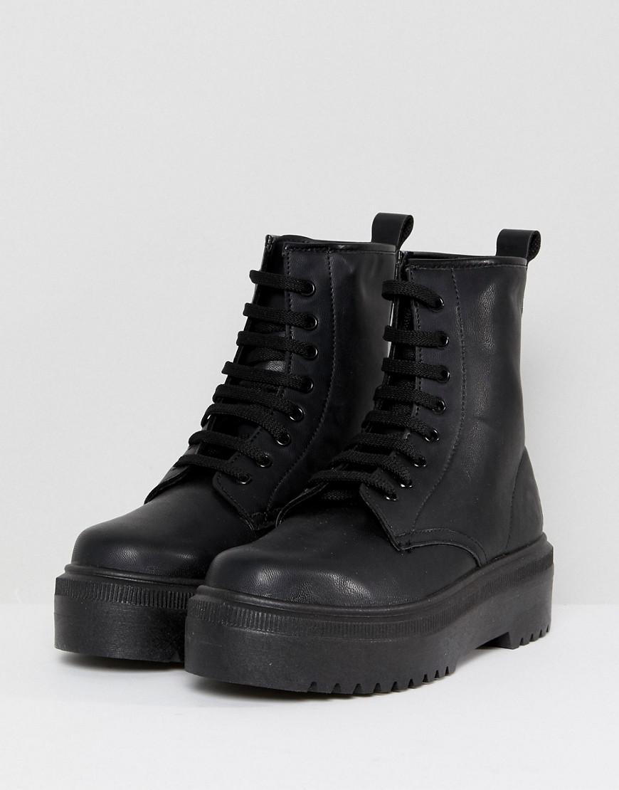 lace up black chunky boots