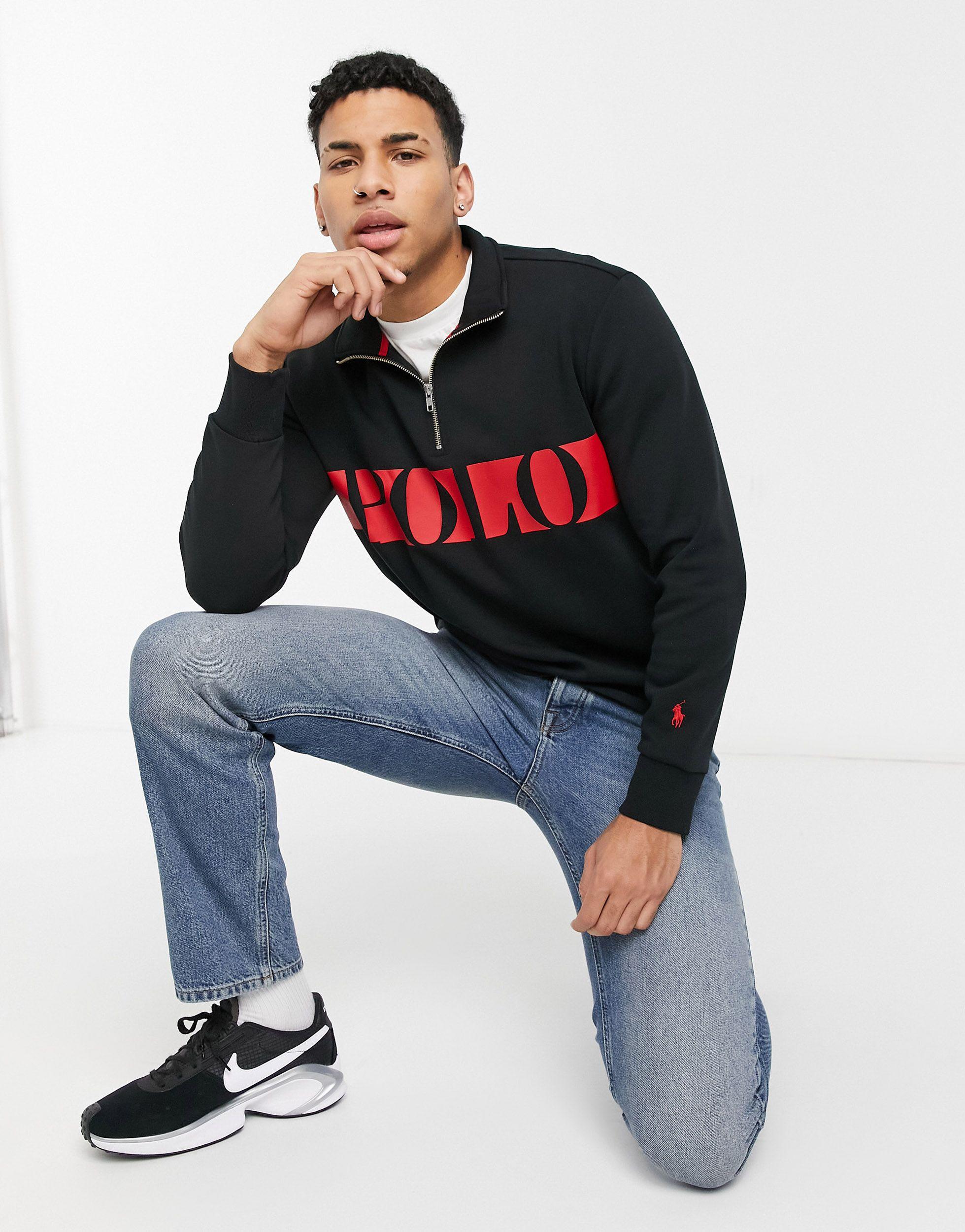 Polo Ralph Lauren Double Knit Tech Chest Panel Logo Half Zip