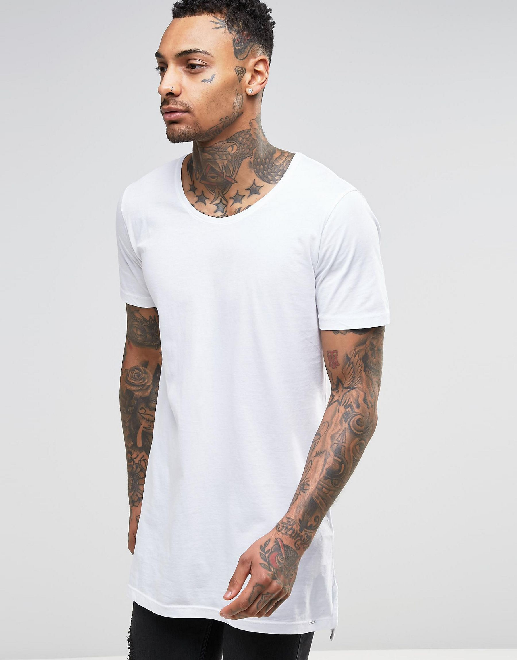 wide neck t shirts men's