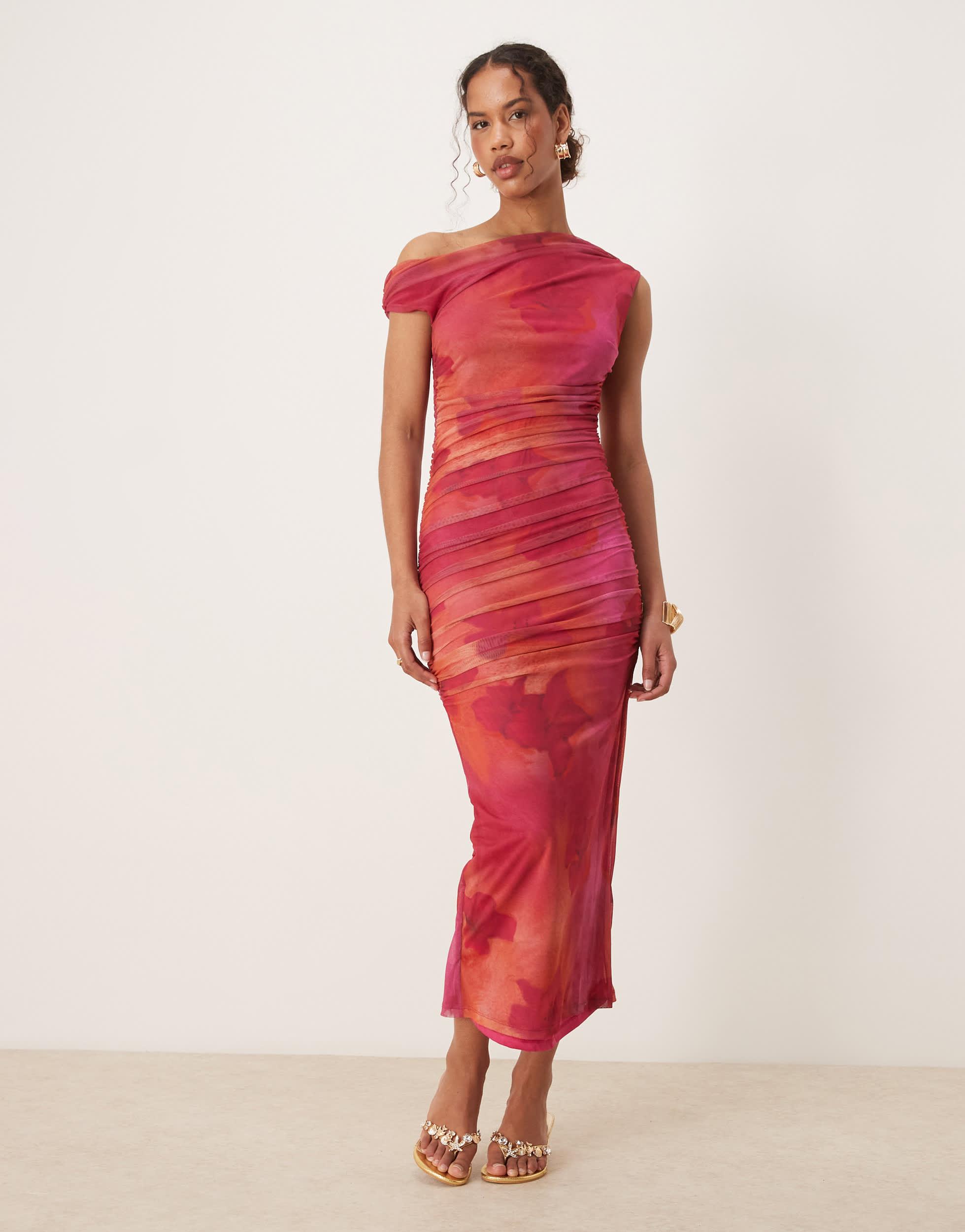 mango printed ruched dress Printed ruched dress
