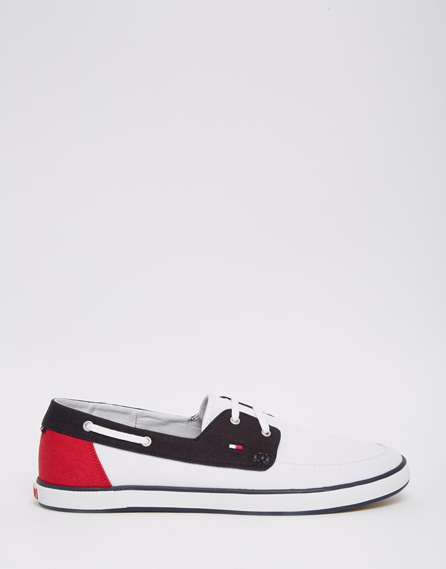 Tommy Hilfiger Harlow Canvas Boat Shoes in White (Black) for Men - Lyst