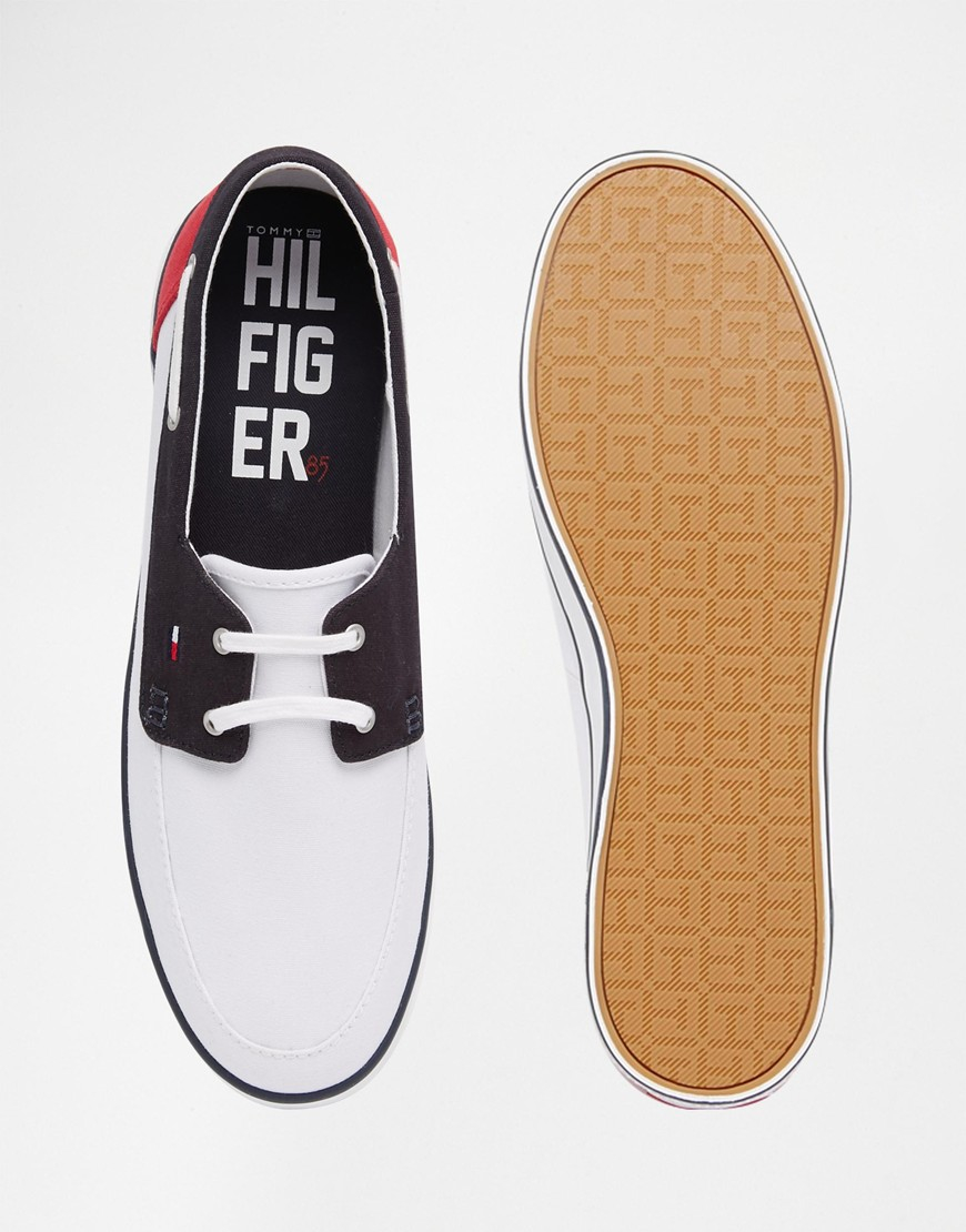 Tommy Hilfiger Harlow Canvas Boat Shoes in White (Black) for Men 