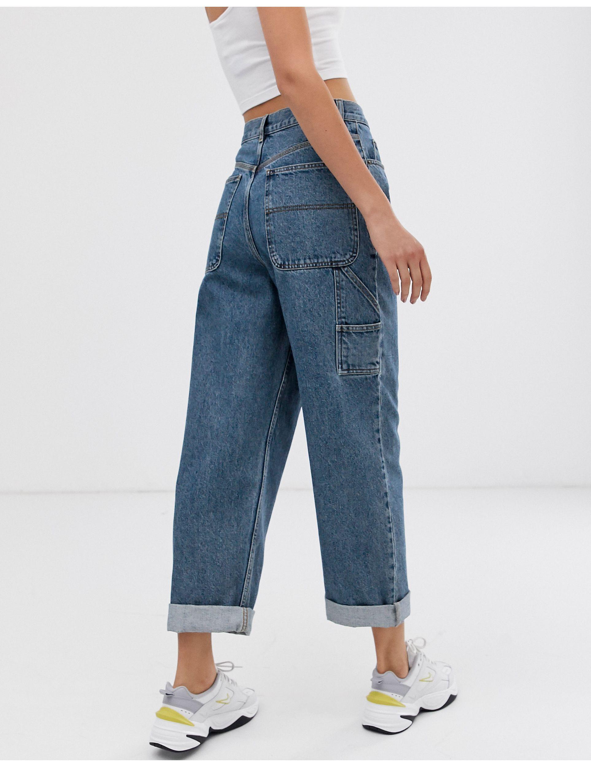 ASOS Oversized Carpenter Boyfriend Jeans in Blue | Lyst