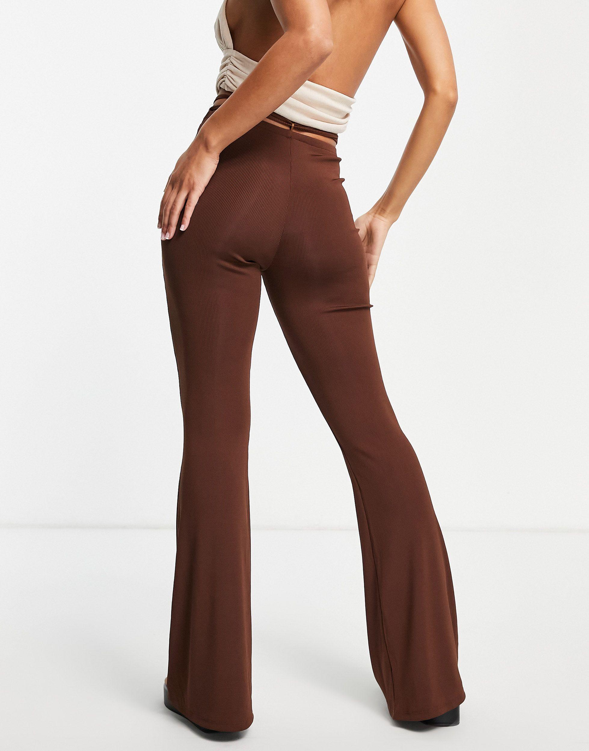 Bershka Synthetisch Flare Broek Met Wikkelbandjes in het Bruin - Bespaar  36% - Lyst