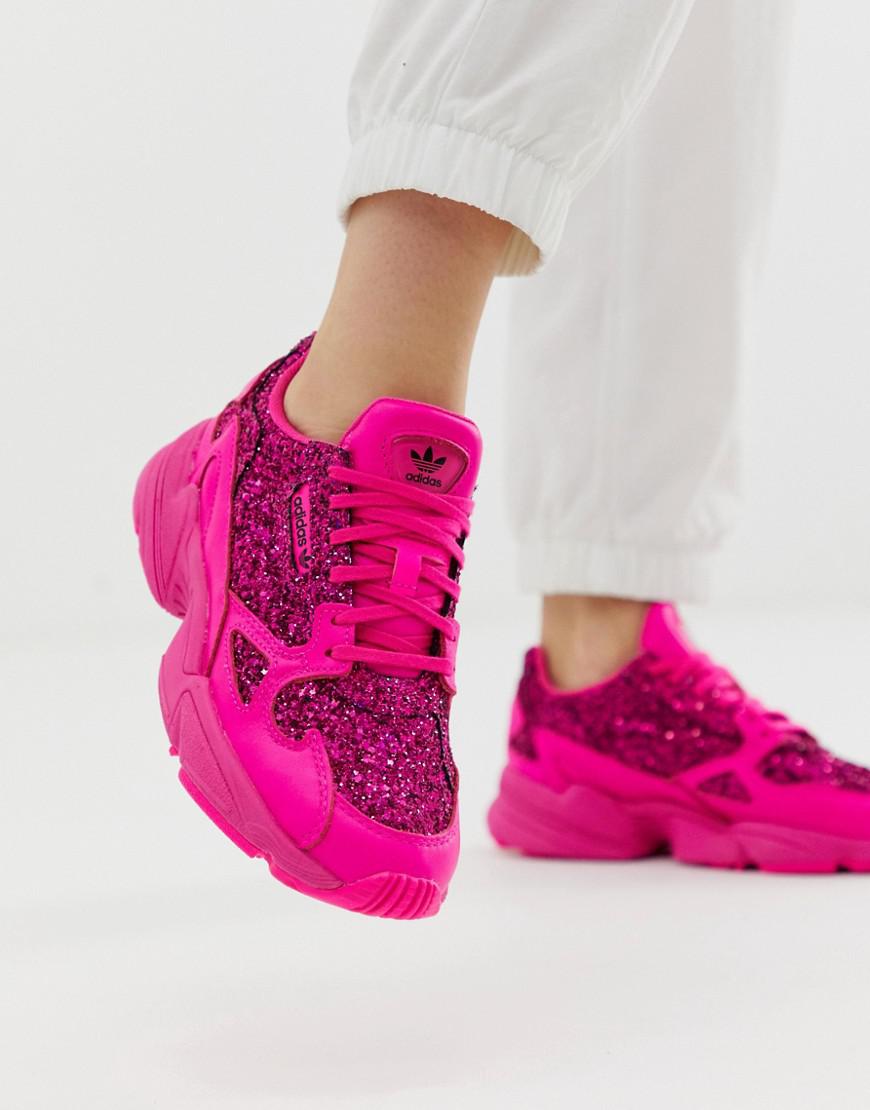 adidas Originals Premium Pink Glitter Falcon Sneakers Lyst Australia