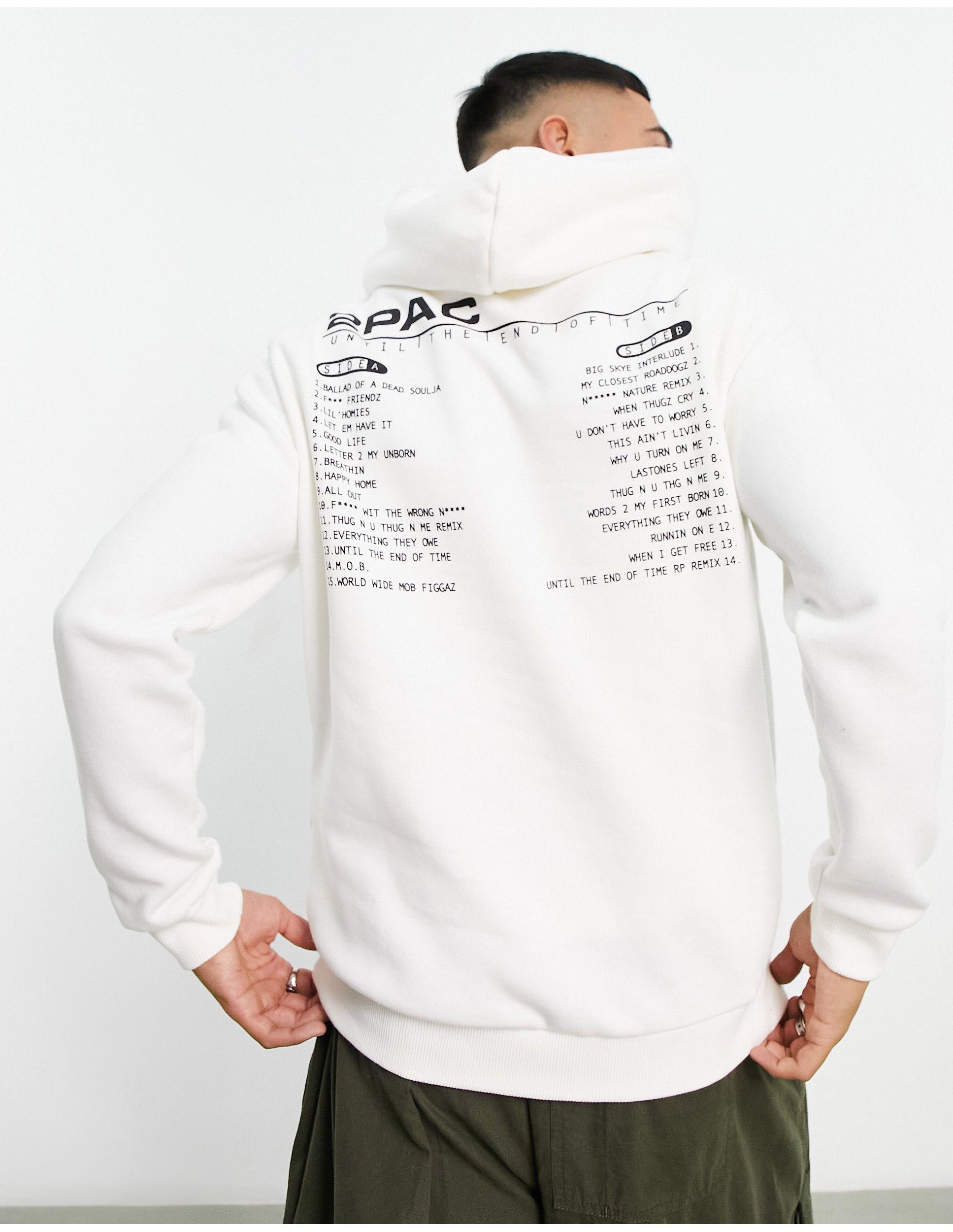 Bershka Tupac Printed Hoodie in White for Men | Lyst