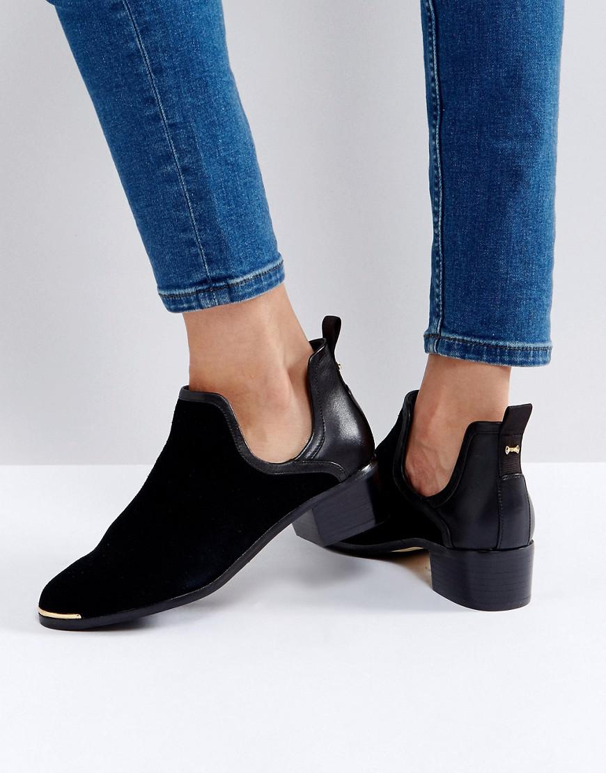 Betydning Polar Stoop Ted Baker Twillo Cut Out Black Suede Flat Ankle Boots | Lyst