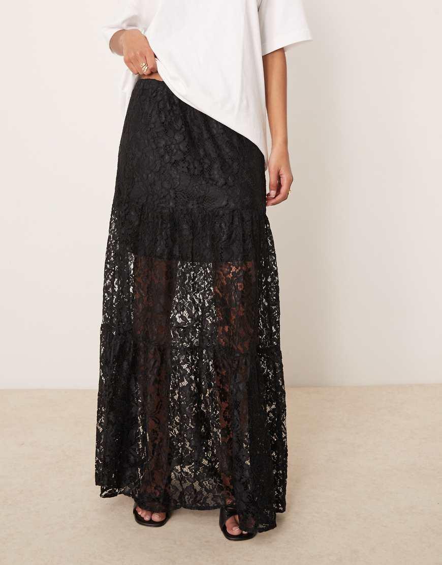 ASOS Lace Tiered Maxi Skirt With Lining in White Lyst UK