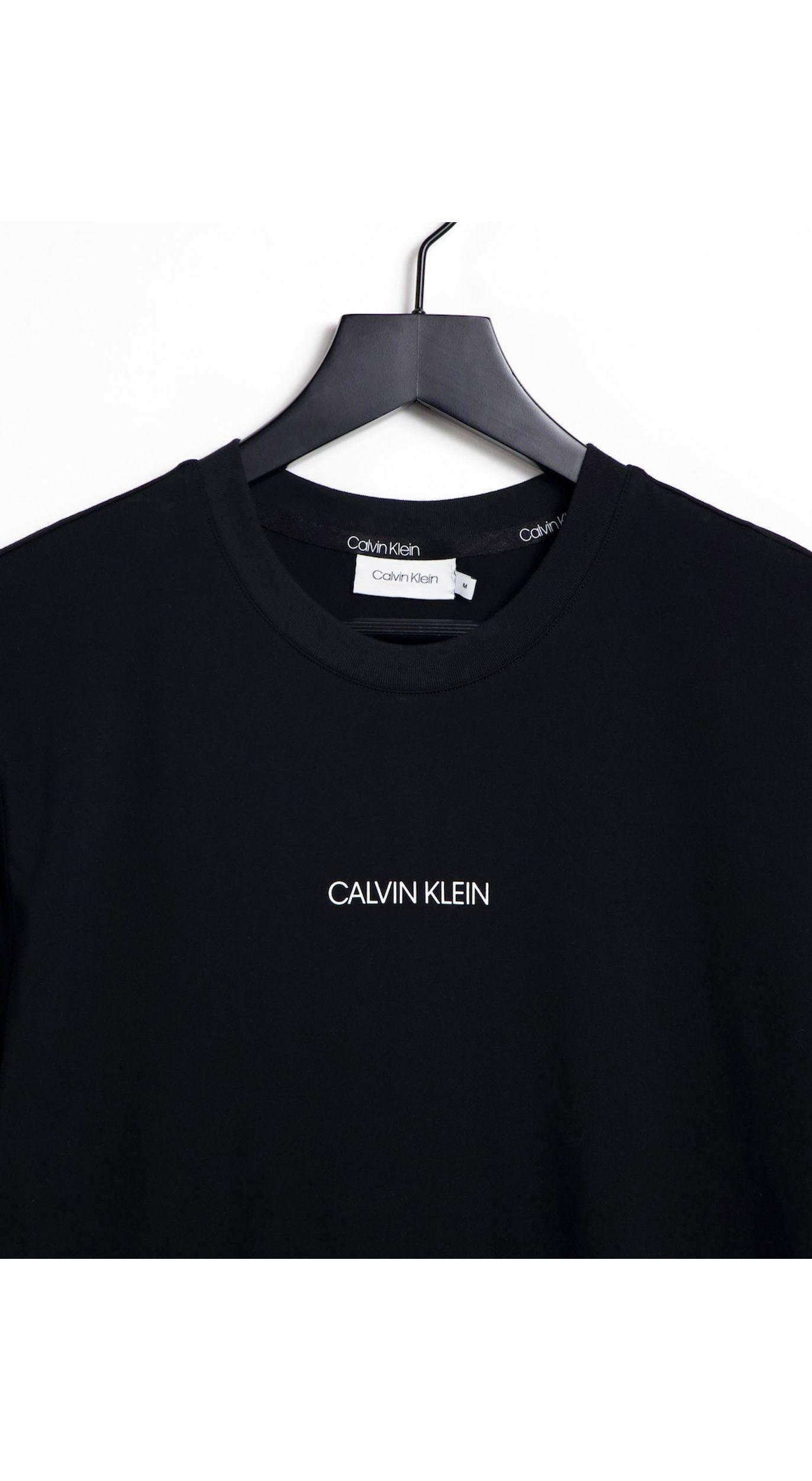 Calvin Klein Central Front Small Logo T-shirt in Black for Men | Lyst