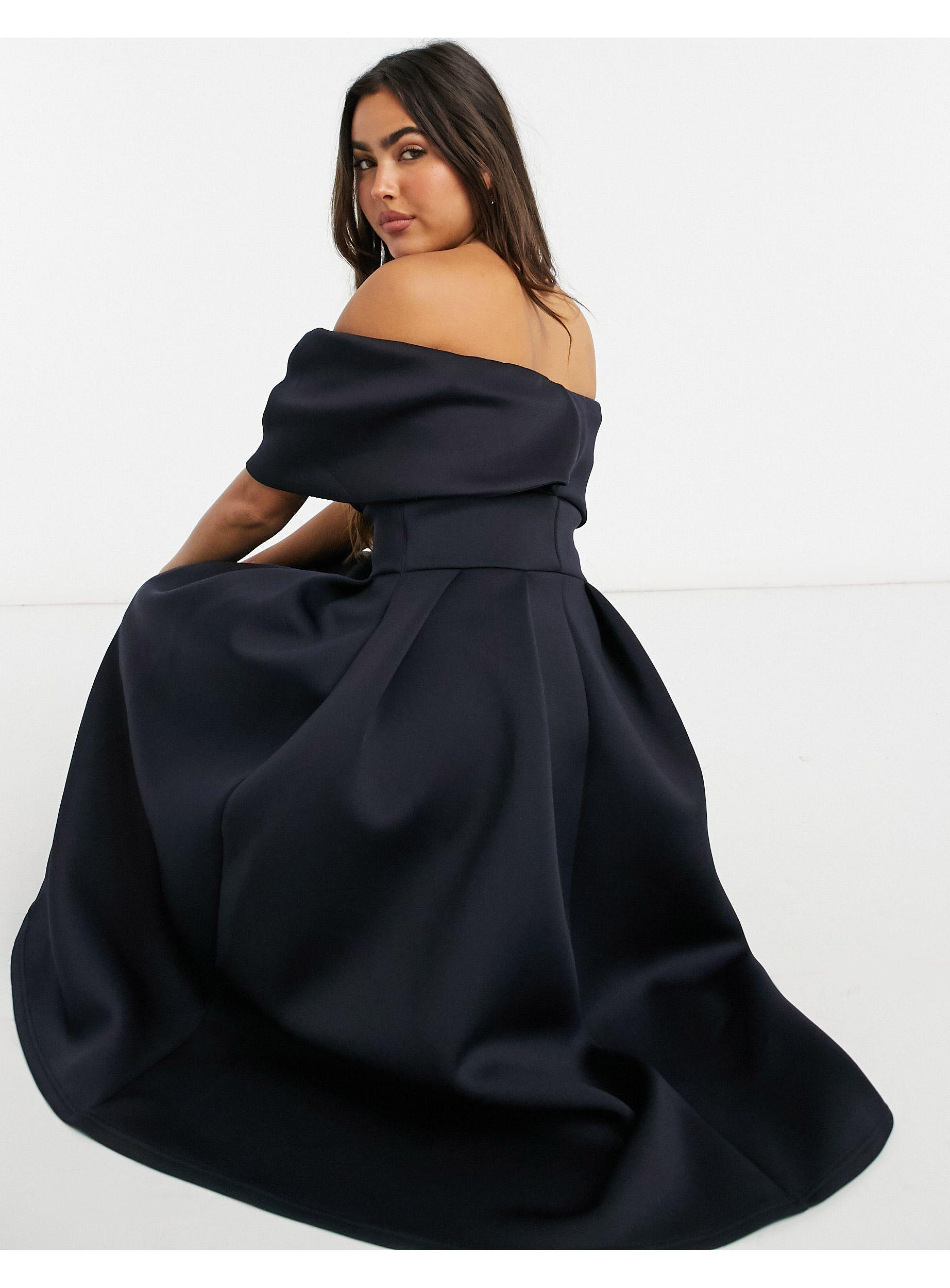 True Wrap Shoulder Prom Midi Dress in Blue | Lyst