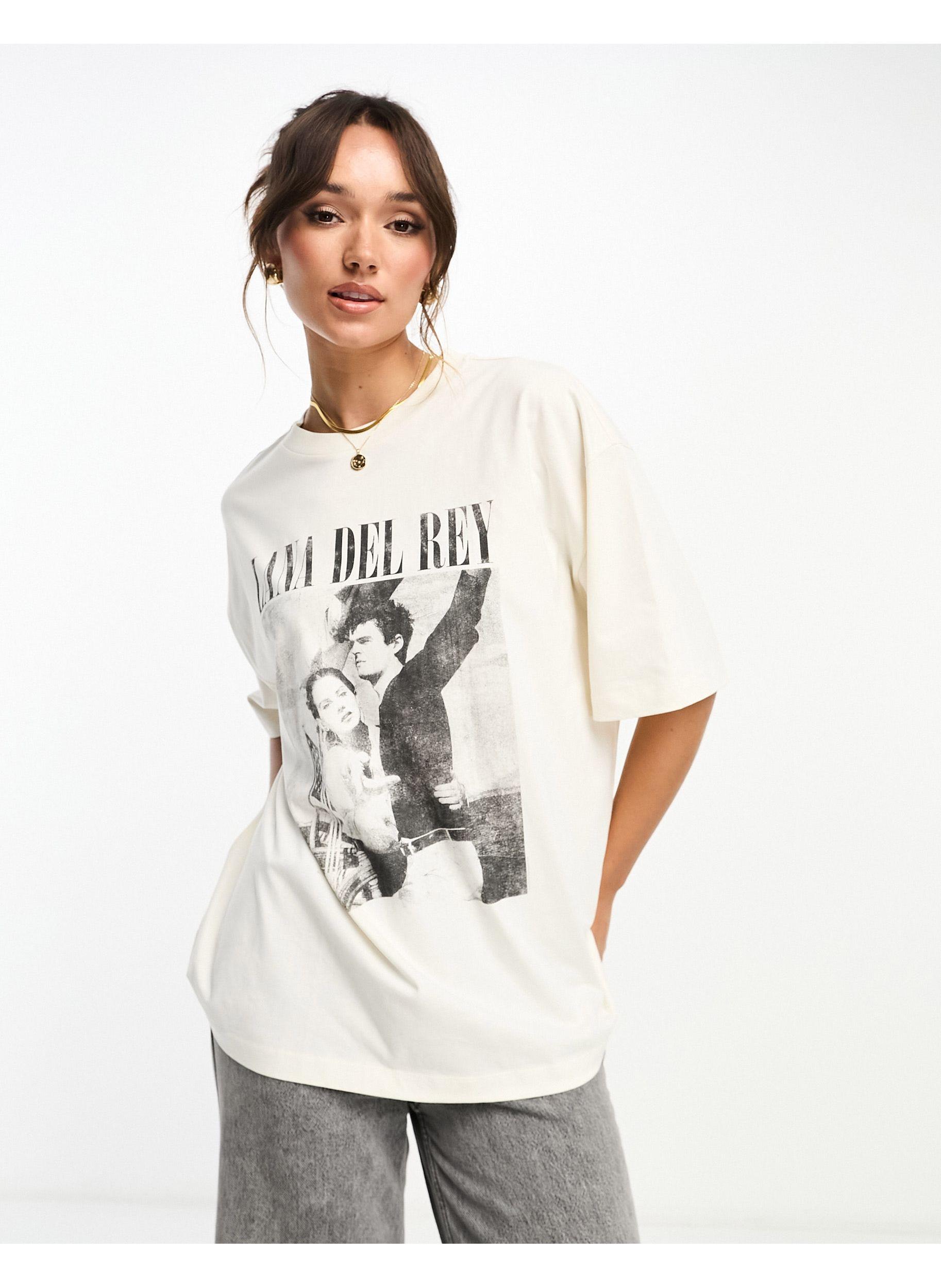 ASOS Oversized T-shirt With Lana Del Rey Licence Graphic in White | Lyst