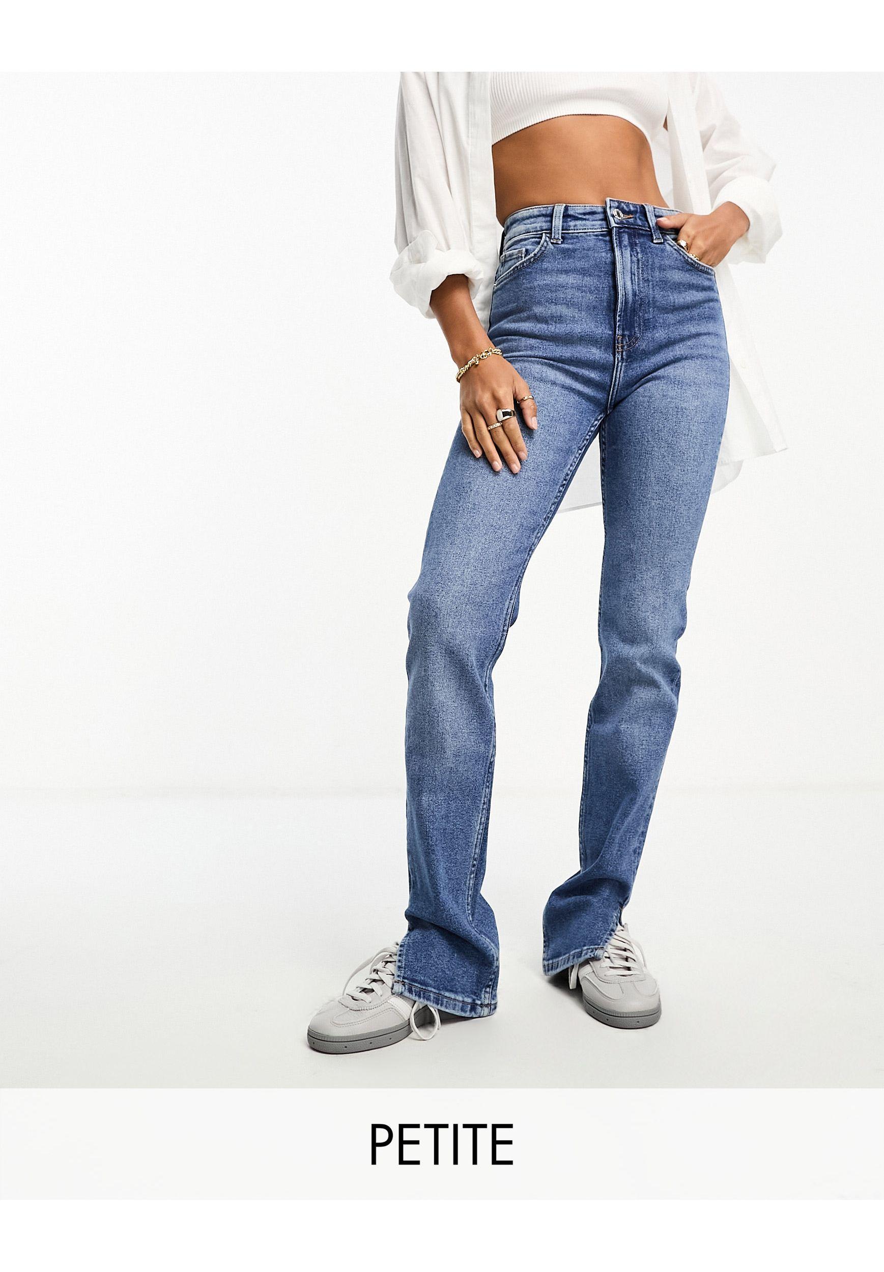 Bershka Petite Split Flared Jeans in | Lyst